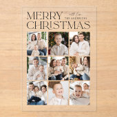 モダンクリスマスブラック9フォトコラージホリデー アクリル招待状 (正面)