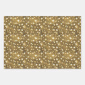 モダンクリスマスブラック&ホワイトゴールデンスターズパター ラッピングペーパーシート (正面)