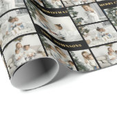 モダンクリスマスブラック&金ゴールド6フォトコラージュ ラッピングペーパー (ロールコーナー)