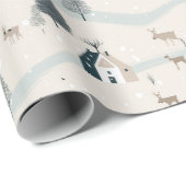 モダンクリスマスブルーとタンスノーヴィレッジ ラッピングペーパー (ロールコーナー)