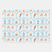 モダンクリスマスブループレイド、雪片&格言 ラッピングペーパーシート (正面3)