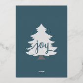 モダンクリスマスブルーホワイトハウスデザインシルバー 箔シーズンカード (裏面)