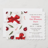 モダンクリスマスプレゼントの包装パーティの招待状 招待状 (正面)