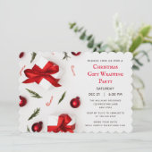 モダンクリスマスプレゼントの包装パーティの招待状 招待状 (スタンド正面)