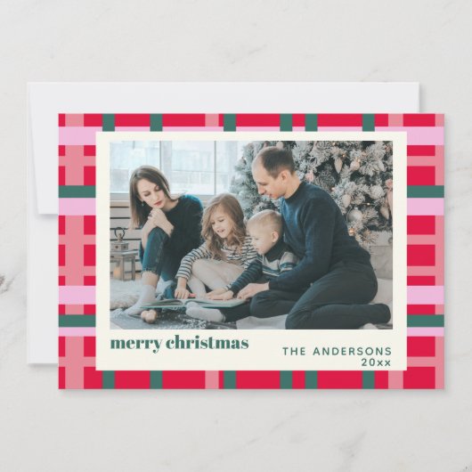 モダンクリスマスプレッドレッド緑のカスタム写真 シーズンカード (正面)