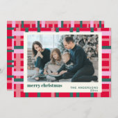 モダンクリスマスプレッドレッド緑のカスタム写真 シーズンカード (正面/裏面)
