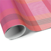 モダンクリスマスプレドタータンチェックピンクとサンゴ ラッピングペーパー (ロールコーナー)