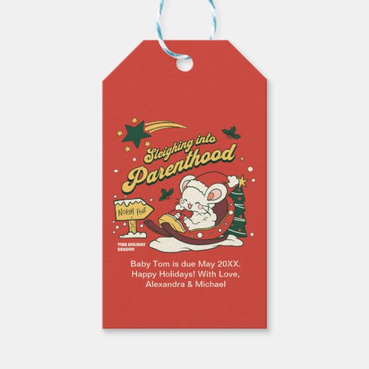 モダンクリスマスベビー妊娠の発表 ギフトタグ (正面)