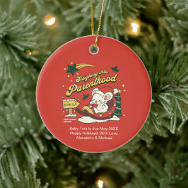 モダンクリスマスベビー妊娠の発表 セラミックオーナメント