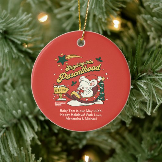 モダンクリスマスベビー妊娠の発表 セラミックオーナメント (ツリー)