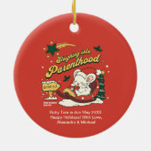 モダンクリスマスベビー妊娠の発表 セラミックオーナメント (裏面)