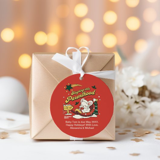 モダンクリスマスベビー妊娠の発表 ラウンドシール