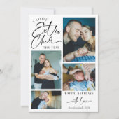 モダンクリスマスベビー発表写真コラージュ シーズンカード (正面)