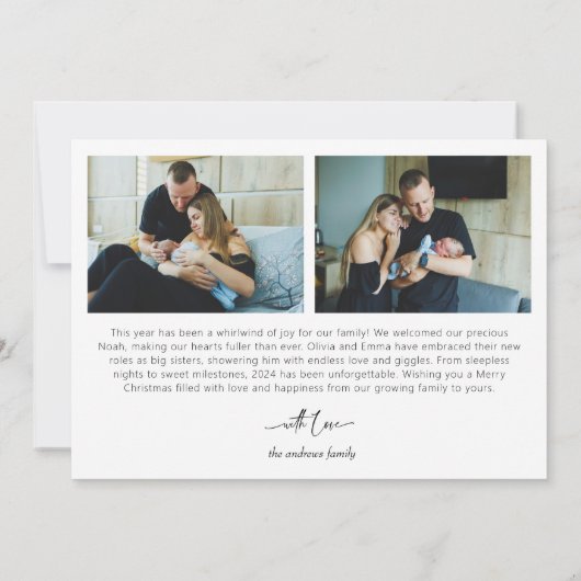 モダンクリスマスベビー発表写真コラージュ シーズンカード (裏面)