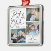 モダンクリスマスベビー発表写真コラージュ メタルオーナメント (左)