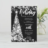 モダンクリスマスホリデーオープンハウスパーティーシルバー 招待状 (スタンド正面)