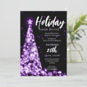モダンクリスマスホリデーオープンハウスパープル 招待状 (スタンド正面)