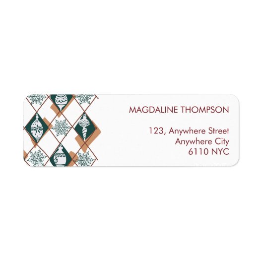 モダンクリスマスホリデーグリーン差出人住所 ラベル (正面)