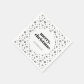 モダンクリスマスホリデースノーフレークブラックアンドホワイト スタンダードカクテルナプキン (角)