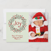 モダンクリスマスホリーリース写真テンプレート シーズンカード (正面)