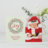 モダンクリスマスホリーリース写真テンプレート シーズンカード (スタンド正面)