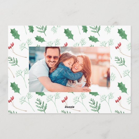 モダンクリスマスボタニカルグリーンJOYリース写真 シーズンカード (裏面)