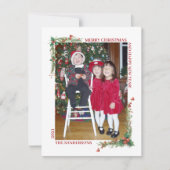 モダンクリスマスボタニカルファミリーホリデーフォト シーズンカード (正面)