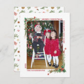 モダンクリスマスボタニカルファミリーホリデーフォト シーズンカード (正面/裏面)