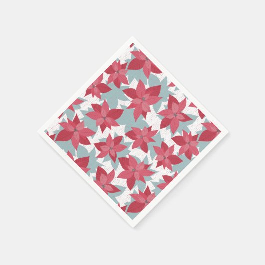 モダンクリスマスポインセチア模様 スタンダードカクテルナプキン (角)
