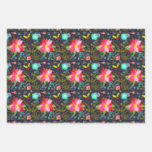 モダンクリスマスポインセチア模様 ラッピングペーパーシート (正面)