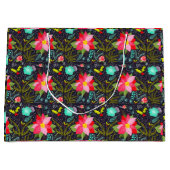 モダンクリスマスポインセチア模様 ラージペーパーバッグ (正面)