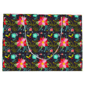 モダンクリスマスポインセチア模様 ラージペーパーバッグ (裏面)