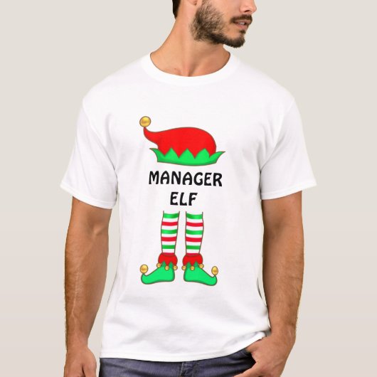 モダンクリスマスマネージャーエルフTシャツ Tシャツ (正面)