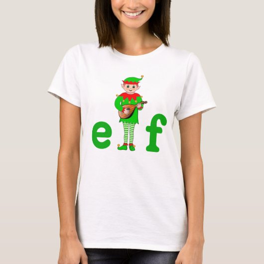 モダンクリスマスミュージカルエルフ Tシャツ (正面)