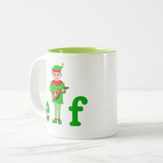 モダンクリスマスミュージカル小妖精や小人2トーンコーヒーマグ ツートーンマグカップ (正面左)