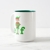 モダンクリスマスミュージカル小妖精や小人 ツートーンマグカップ (正面左)