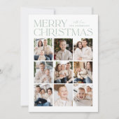 モダンクリスマスミントグリーン9フォトコラージュ シーズンカード (正面)