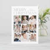 モダンクリスマスミントグリーン9フォトコラージュ シーズンカード (スタンド正面)