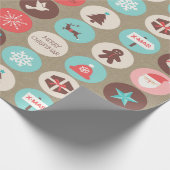 モダンクリスマスメダリオンカスタム文字 ラッピングペーパー (角)