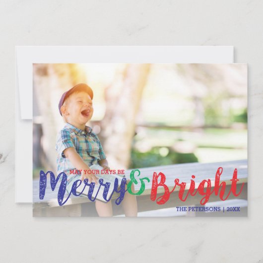 モダンクリスマスメリーと明るい休日の写真 シーズンカード (正面)