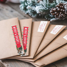 モダンクリスマスメリーと明るい写真のアドレス ラップアラウンドラベル