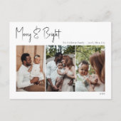 モダンクリスマスメリースクリプトと明るい3枚の写真 シーズンポストカード (正面)