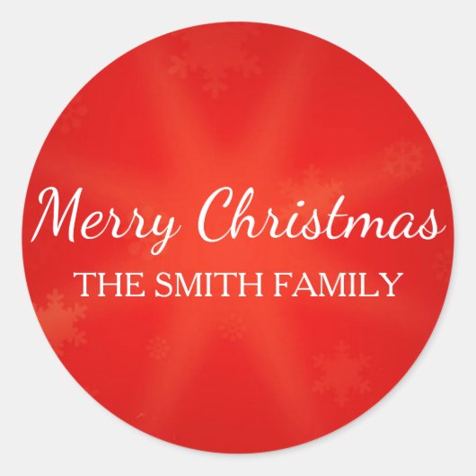 モダンクリスマスユリ赤と白ー雪 ラウンドシール (正面)