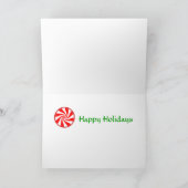 モダンクリスマスラウンドペパーミントキャンディおもしろいおもしろい シーズンカード (内部)