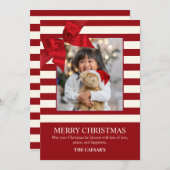 モダンクリスマスリボンの写真 シーズンカード (正面/裏面)