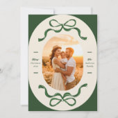 モダンクリスマスリボン&ボーズグリーン楕円形の写真 シーズンカード (正面)