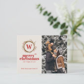 モダンクリスマスリースカスタム写真 シーズンポストカード (スタンド正面)