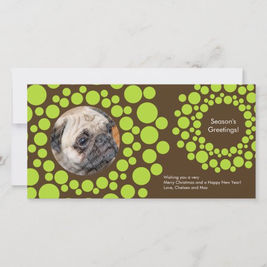 モダンクリスマスリースフォトカードチョコレートブラウン シーズンカード (正面)