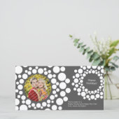 モダンクリスマスリースフォトカード – ダークグレー シーズンカード (スタンド正面)