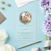 モダンクリスマスリース写真ホリデーパーティー アクリル招待状 (インサイチュ (ウェディング))